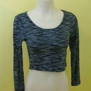 H&M Divided Cropped Black White Striped Top